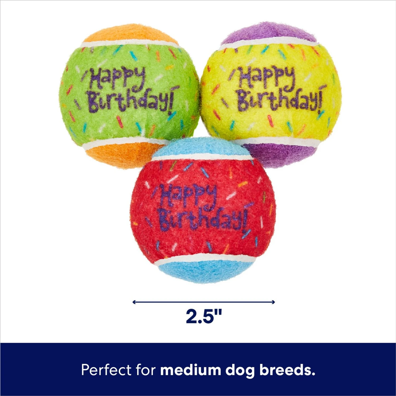 Frisco Birthday Fetch Squeaky Tennis Ball Dog Toy 3 Frisco Birthday Fetch Squeaky Tennis Ball Dog Toy - Image 2