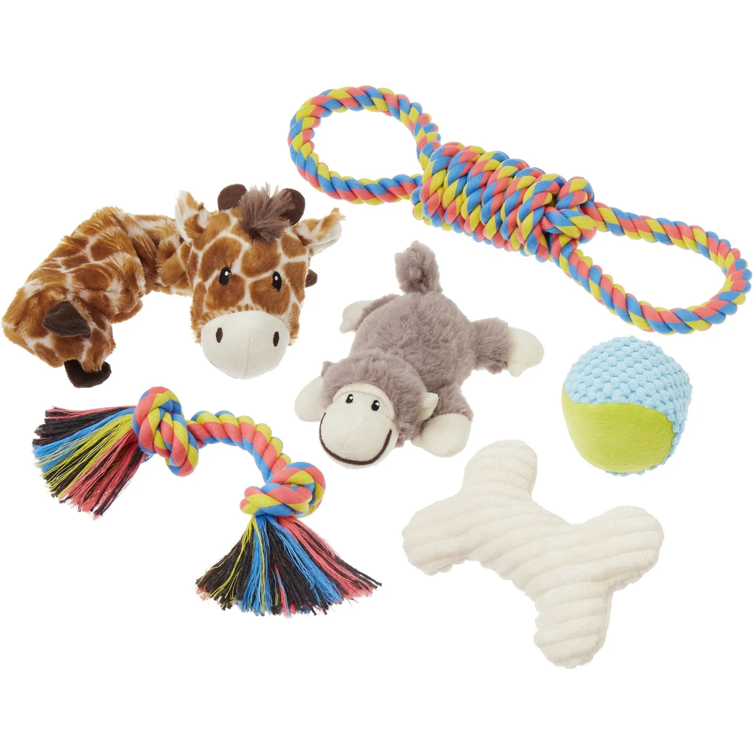 Frisco Jungle Pals Plush & Rope Variety Pack Dog Toy 3 Frisco Jungle Pals Plush & Rope Variety Pack Dog Toy
