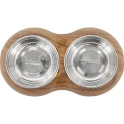 Frisco Double Stainless Steel Bowl, Wood Design -Frisco Shop 216068 PT3. AC SS1800 V1591021035