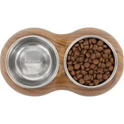 Frisco Double Stainless Steel Bowl, Wood Design -Frisco Shop 216068 PT4. AC SS1800 V1591021017