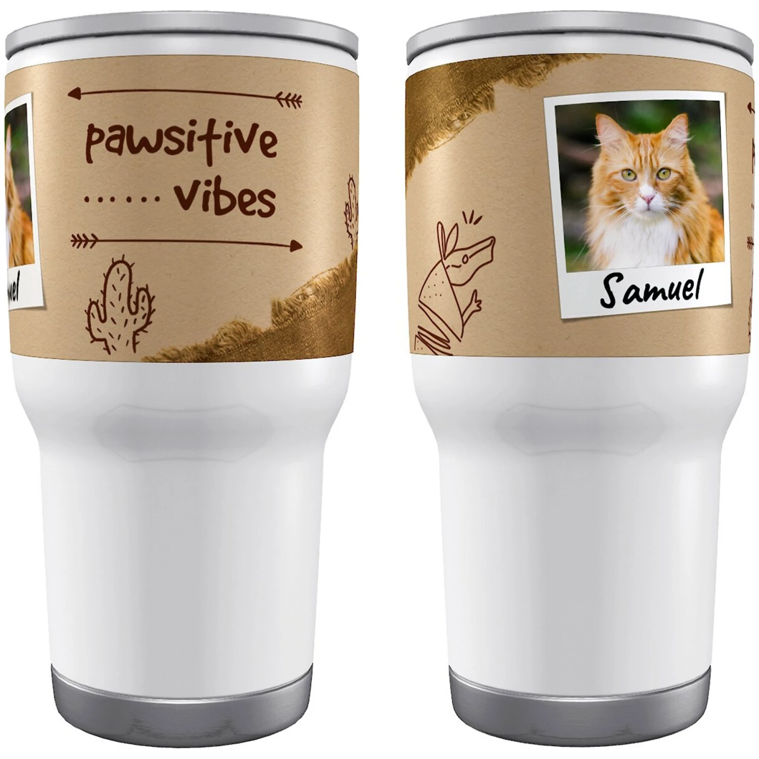 Frisco Double Walled "Pawsitive Vibes" Personalized Tumbler 3 Frisco Double Walled "Pawsitive Vibes" Personalized Tumbler
