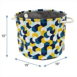 Frisco Round Collapsible Pet Toy Storage Bin, Yellow Geometric -Frisco Shop 250587 PT2. AC SS1800 V1613774811