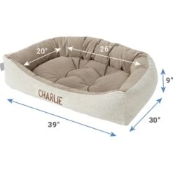 Frisco Rectangular Personalized Bolster Dog Bed W/Removable Cover, Beige, X-Large -Frisco Shop 252615 PT2. AC SS1800 V1605140223