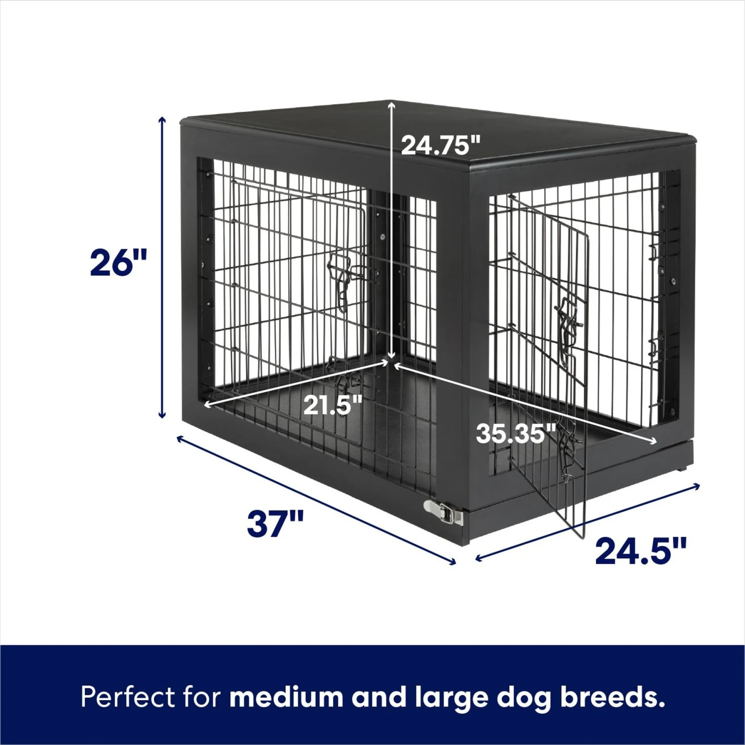 Frisco Double Door Furniture Style Dog Crate, Black 4 Frisco Double Door Furniture Style Dog Crate, Black - Image 2