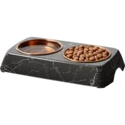 Frisco Copper Stainless Steel Double Dog & Cat Bowls With Black Marble Stand -Frisco Shop 253058 PT3. AC SS1800 V1616593931