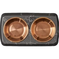 Frisco Copper Stainless Steel Double Dog & Cat Bowls With Black Marble Stand -Frisco Shop 253058 PT4. AC SS1800 V1616595761