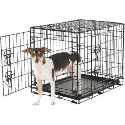 Frisco Fold & Carry Double Door Collapsible Wire Dog Crate & Frisco Gray Basket Weave Dog Crate Mat -Frisco Shop 255477 PT2. AC SS1800 V1604096794