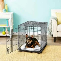 Frisco Heavy Duty Fold & Carry Single Door Collapsible Wire Dog Crate & Frisco Quilted Dog Crate Mat -Frisco Shop 255551 PT2. AC SS1800 V1604096511