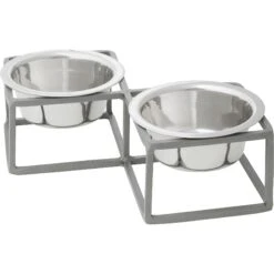 Frisco Elevated Diamond Stainless Steel Double Diner Dog & Cat Bowl 11 Frisco Elevated Diamond Stainless Steel Double Diner Dog & Cat Bowl -Frisco Shop 257147 PT2. AC SS1800 V1612365678