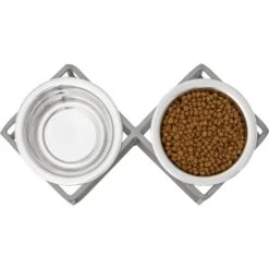 Frisco Elevated Diamond Stainless Steel Double Diner Dog & Cat Bowl 12 Frisco Elevated Diamond Stainless Steel Double Diner Dog & Cat Bowl -Frisco Shop 257147 PT3. AC SS1800 V1612367490