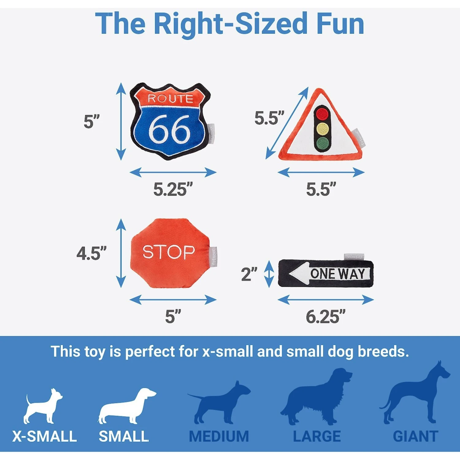 Frisco Road Trip Traffic Signs Plush Squeaky Dog Toy, 4 Count 4 Frisco Road Trip Traffic Signs Plush Squeaky Dog Toy, 4 Count - Image 2