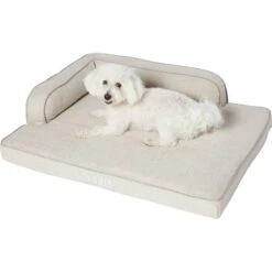 Frisco Faux Linen Corner Personalized Bolster Dog Bed W/Removable Cover -Frisco Shop 262158 PT2. AC SS1800 V1615568495