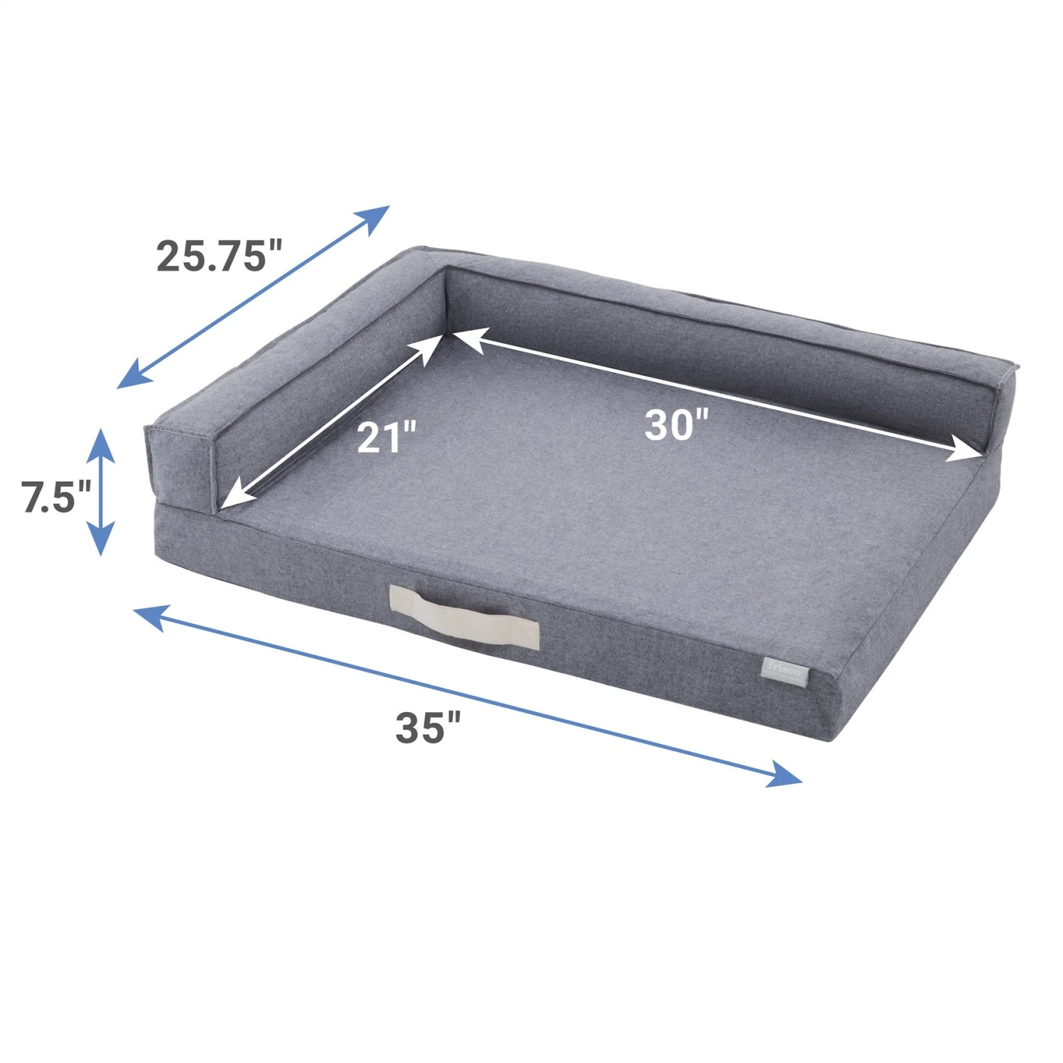 Frisco Chambray Orthopedic Corner Sofa Bolster Dog Bed W/Removable Cover 4 Frisco Chambray Orthopedic Corner Sofa Bolster Dog Bed W/Removable Cover - Image 2