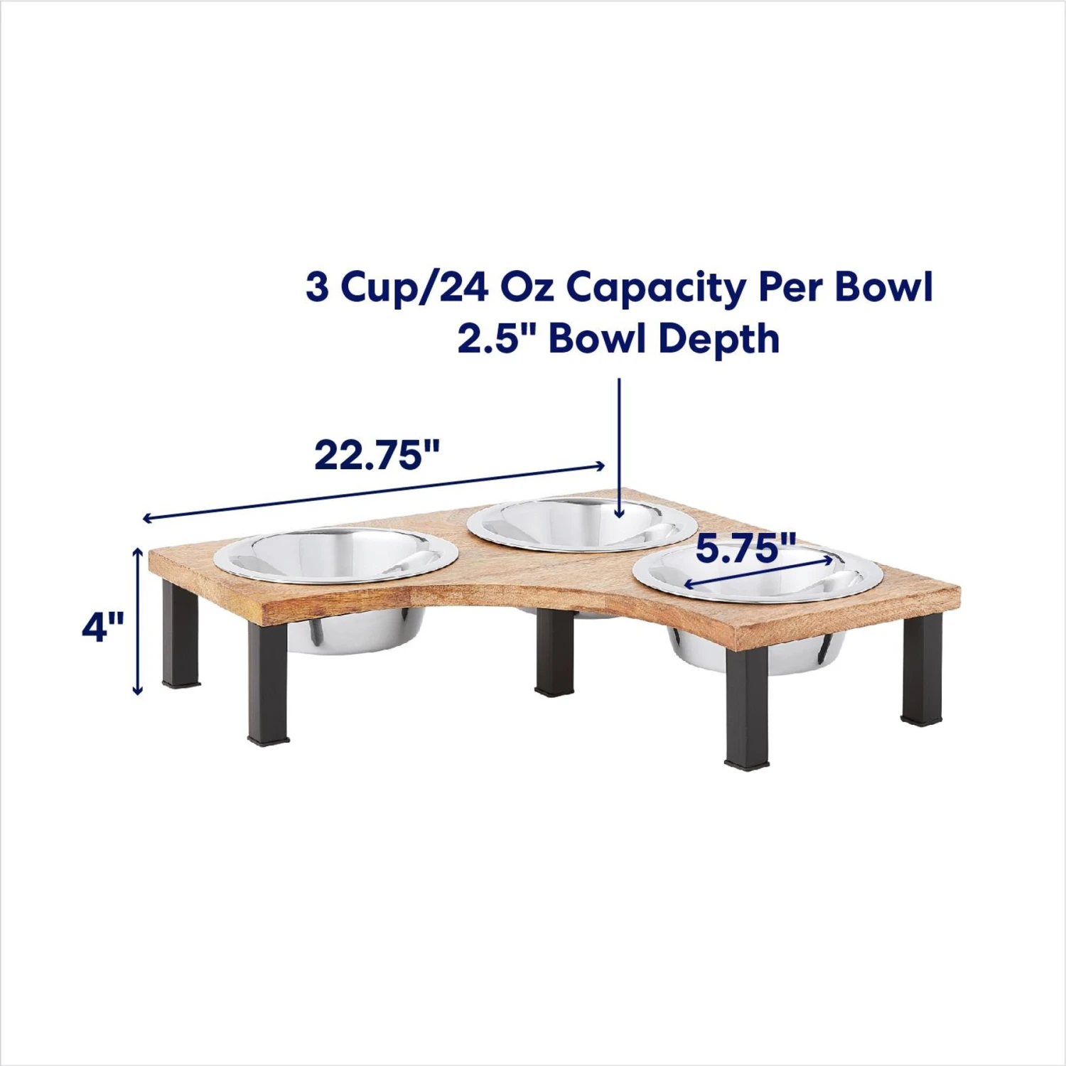 Frisco Multi Pet Feeding Corner Wood 3-Bowls Stainless Steel Dog & Cat Bowl 4 Frisco Multi Pet Feeding Corner Wood 3-Bowls Stainless Steel Dog & Cat Bowl - Image 2