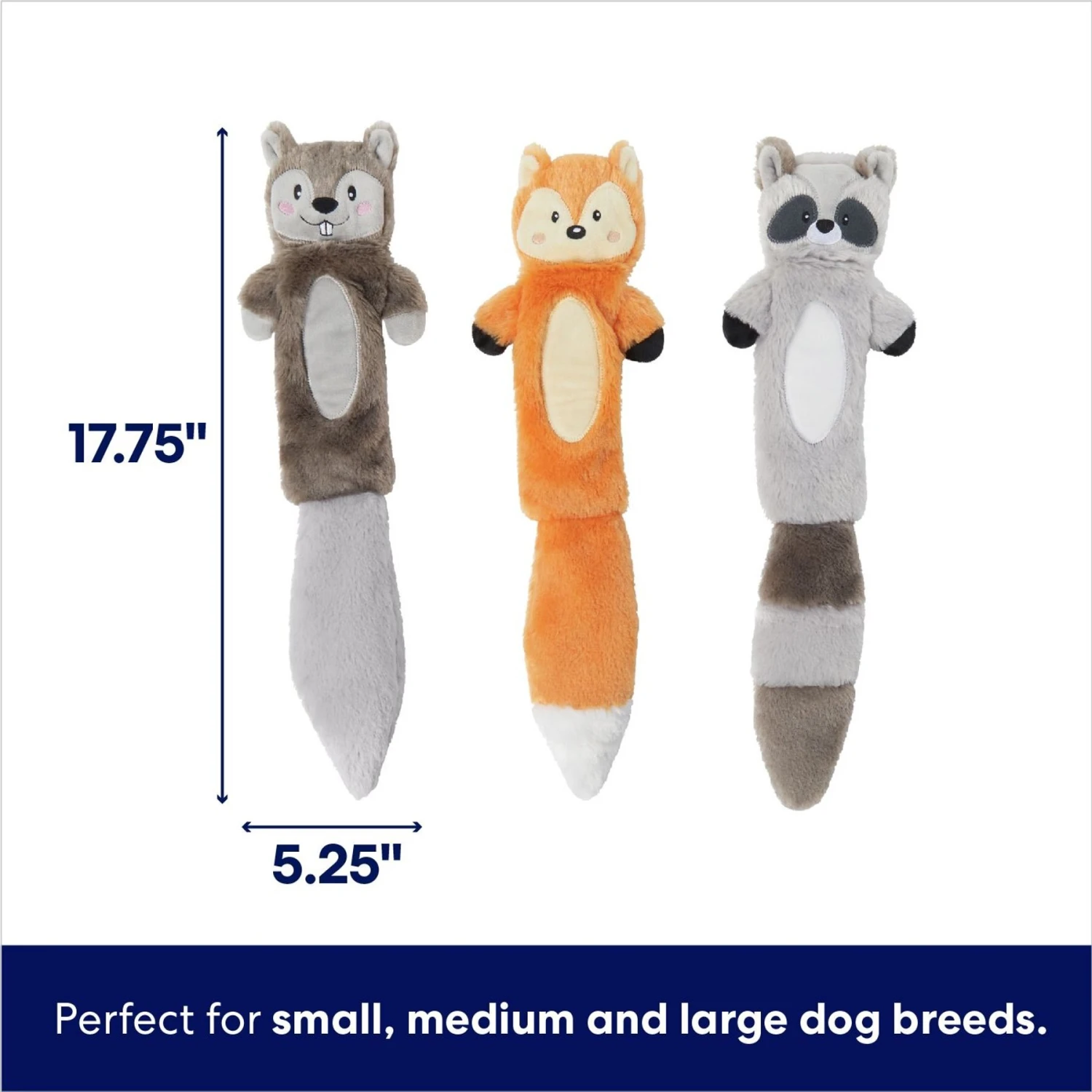 Frisco Forest Friends Stuffing-Free Skinny Plush Squeaky Dog Toy 4 Frisco Forest Friends Stuffing-Free Skinny Plush Squeaky Dog Toy - Image 2