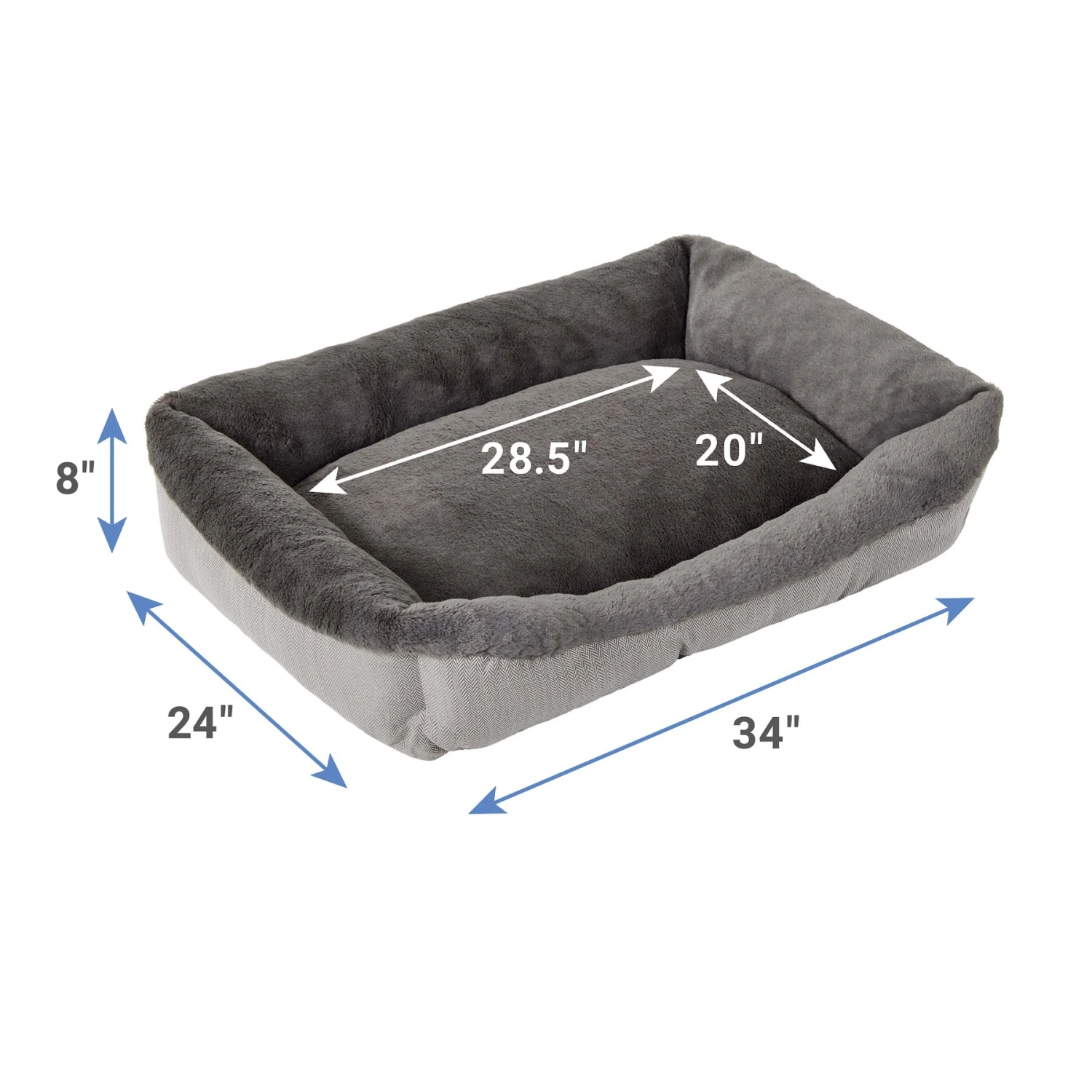 Frisco Herringbone Cuffed Cuddler Dog & Cat Bed 4 Frisco Herringbone Cuffed Cuddler Dog & Cat Bed - Image 2