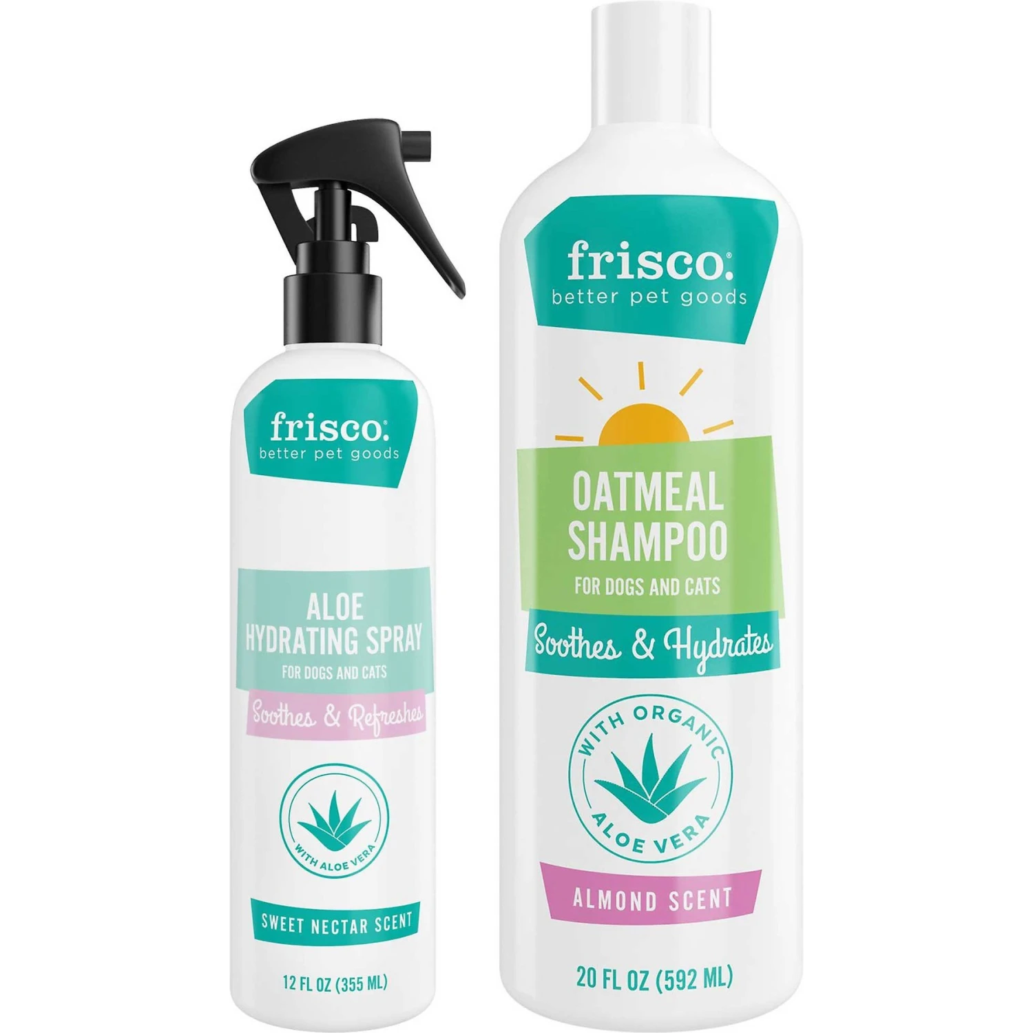 Frisco Aloe Hydrating Dog & Cat Spray, Sweet Nectar Scent & Frisco Oatmeal Dog & Cat Shampoo, Almond Scent 3 Frisco Aloe Hydrating Dog & Cat Spray, Sweet Nectar Scent & Frisco Oatmeal Dog & Cat Shampoo, Almond Scent