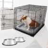 Frisco Fold & Carry Double Door Collapsible Wire Dog Crate & Mat Kit & Frisco Stainless Steel Bowl -Frisco Shop 303428 MAIN. AC SS1800 V1657656797