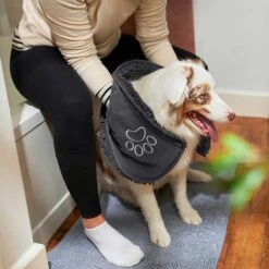 Frisco Microfiber Chenille Shammy Towel & Frisco Microfiber Chenille Paw Print Dog & Cat Mat, Dark Gray -Frisco Shop 303468 PT4. AC SS1800 V1623067964