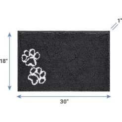 Frisco Microfiber Chenille Shammy Towel & Frisco Microfiber Chenille Paw Print Dog & Cat Mat, Dark Gray -Frisco Shop 303468 PT6. AC SS1800 V1623057453