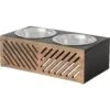 Frisco Premium Wood Elevated Stainless Steel Double Diner Dog & Cat Bowl, Black, 3 Cup -Frisco Shop 331509 MAIN. AC SS1800 V1657656894