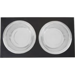Frisco Premium Wood Elevated Stainless Steel Double Diner Dog & Cat Bowl, Black, 3 Cup -Frisco Shop 331509 PT4. AC SS1800 V1657656894