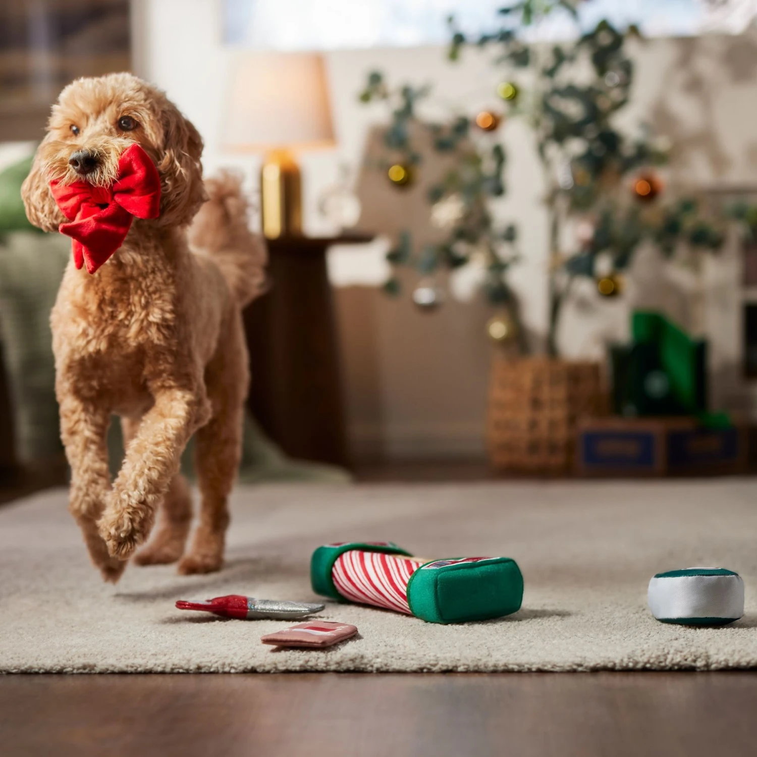 Frisco Holiday Gift Wrapping Set Plush Squeaky Dog Toy 5 Frisco Holiday Gift Wrapping Set Plush Squeaky Dog Toy - Image 3