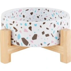 Frisco Elevated Terrazzo Non-skid Ceramic Bowl With Bamboo Stand -Frisco Shop 363375 PT5. AC SS1800 V1657657266