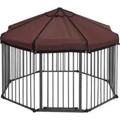 Frisco Outdoor Galvanized Steel 8-Panel Configurable Gate And Playpen With Oxford Roof -Frisco Shop 507086 PT3. AC SS1800 V1666021842