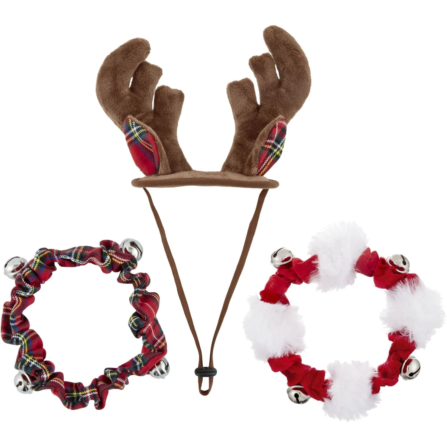 Frisco Jingle Bells Dog & Cat Holiday Collar With Bells, 1 Count & Frisco Holiday Antler Headband & Bell Collar Dog & Cat Costume 3 Frisco Jingle Bells Dog & Cat Holiday Collar With Bells, 1 Count & Frisco Holiday Antler Headband & Bell Collar Dog & Cat Costume